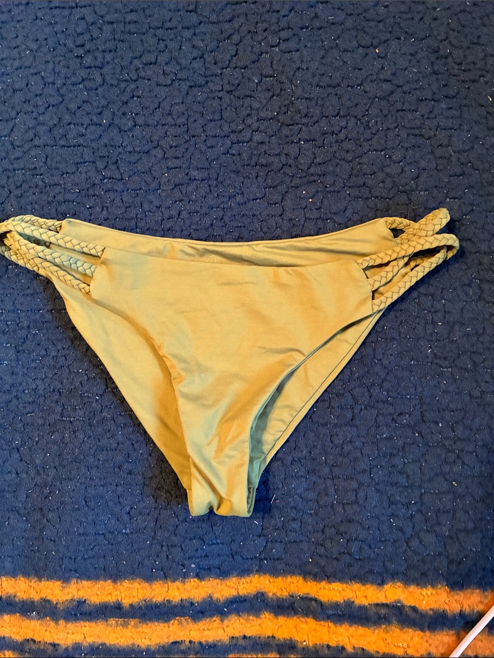 Frankie's Bikinis green Braided-Side Bikini Bottom
